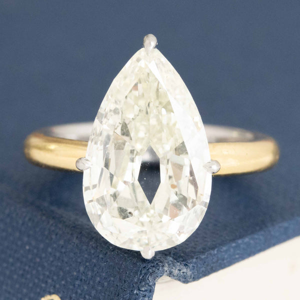 3.72ct Pear Cut Diamond Solitaire, by Taffin
