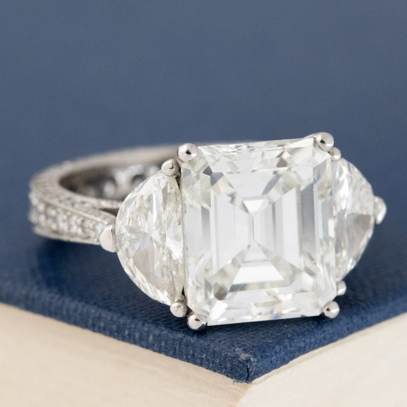 5.51ct Emerald Cut Diamond Ring, GIA J VS1