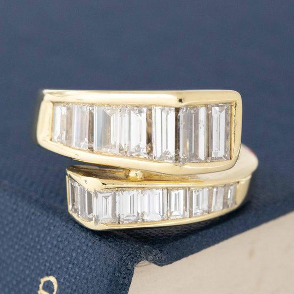 2.65ctw Vintage Baguette Cut Diamond Bypass Ring, by Kurt Wayne