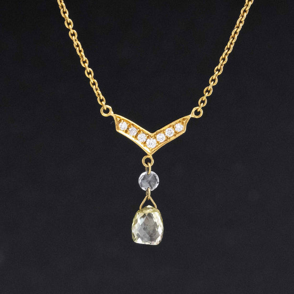 .56ctw Briolette Cut Diamond Drop Necklace