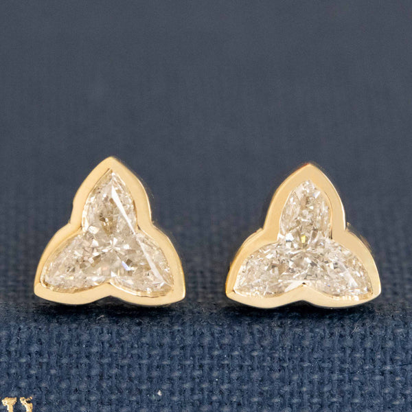 .75ctw Diamond Trefoil Stud Earrings