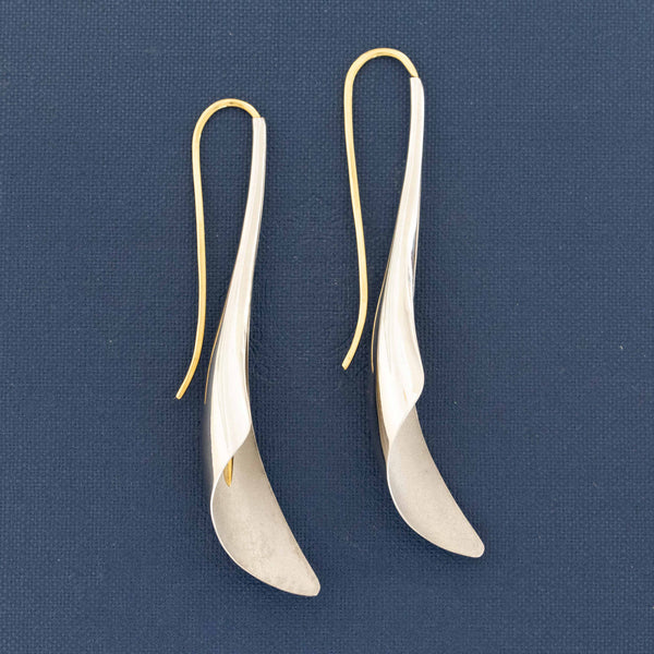 Calla Lily Platinum and Gold Earrings, by Michael Good