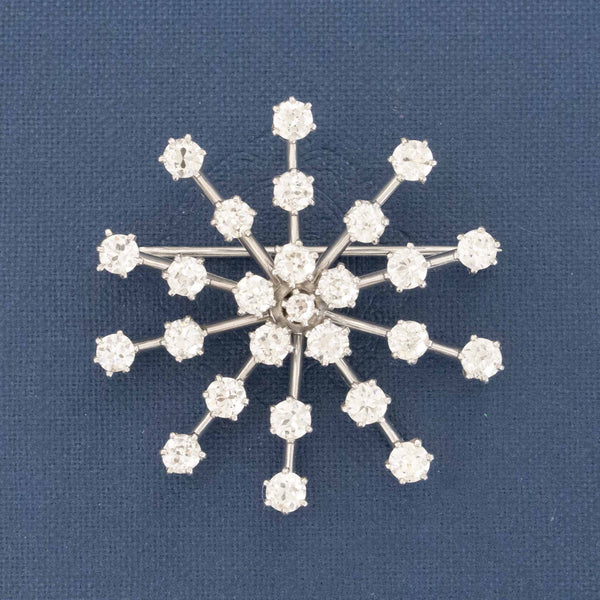 Vintage Old European Cut Diamond Snowflake Brooch/Pendant