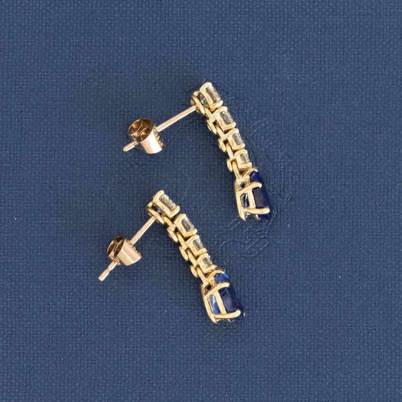 3.12ctw Vintage Sapphire & Diamond Drop Earrings, by Cartier London