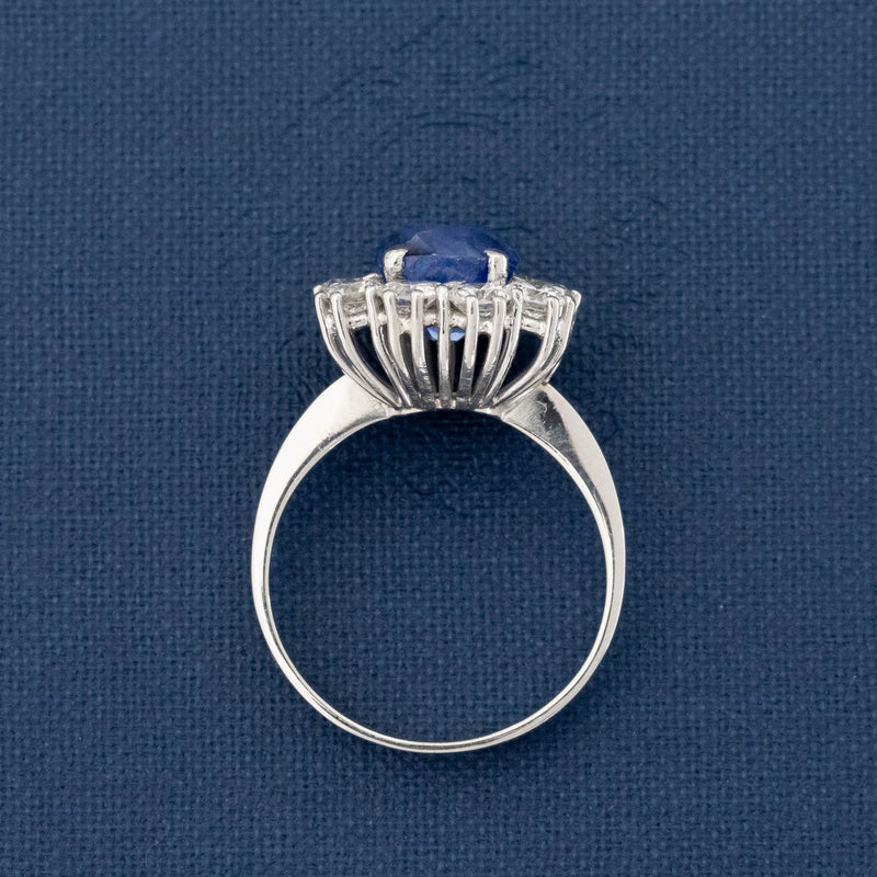 3.42ct Antique Kashmir Sapphire Cluster Ring