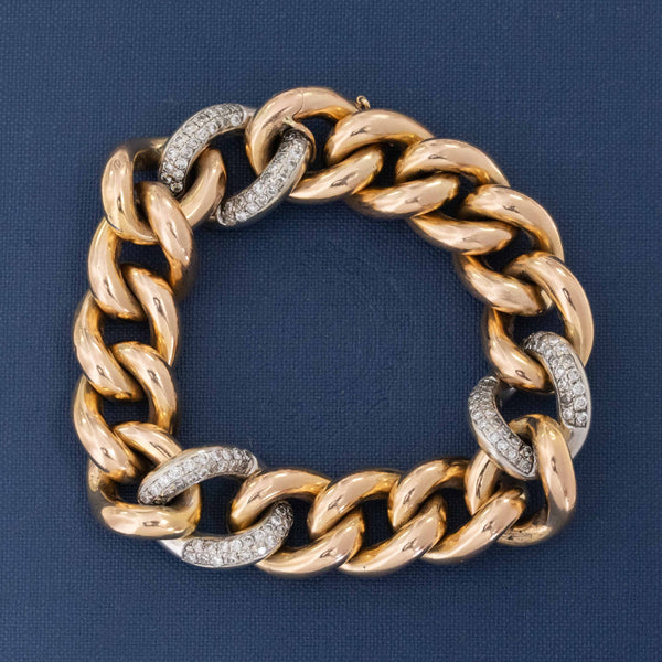 1.75ctw Vintage Diamond Curb Link Bracelet, Italian