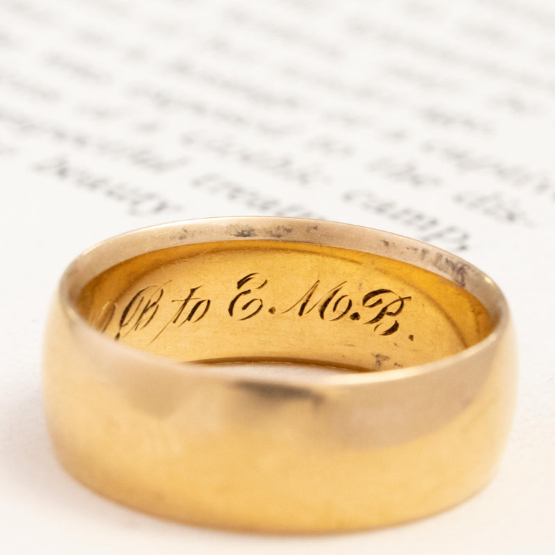 Antique Yellow Gold Wedding Band, 7.3mm