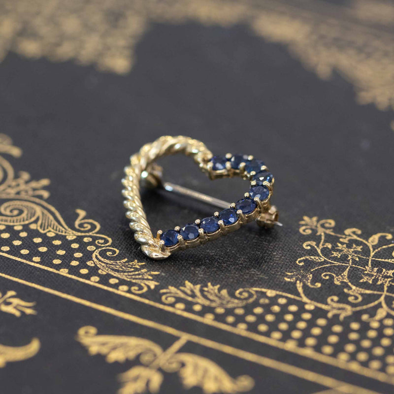 1.25ctw Vintage Tiffany & Co. Sapphire Heart Brooch