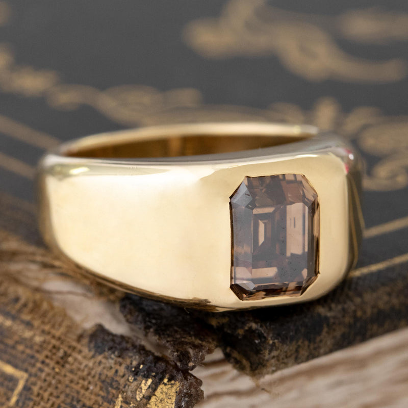 3.03ct Fancy Orange-Brown Asscher Cut Diamond Ring