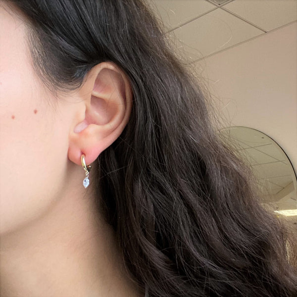 .42ctw Pierced Hexagon Cut Diamond Hoop Earrings