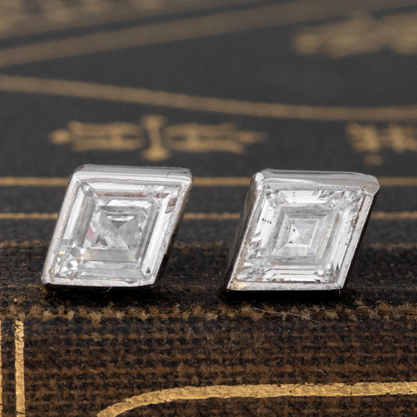 .82ctw Kite Cut Diamond Bezel Stud Earrings