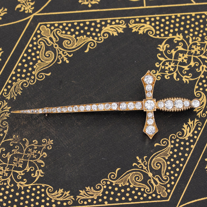 3.44ctw Antique Diamond Sword Pin/Brooch