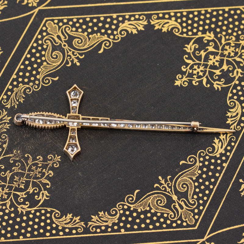 3.44ctw Antique Diamond Sword Pin/Brooch
