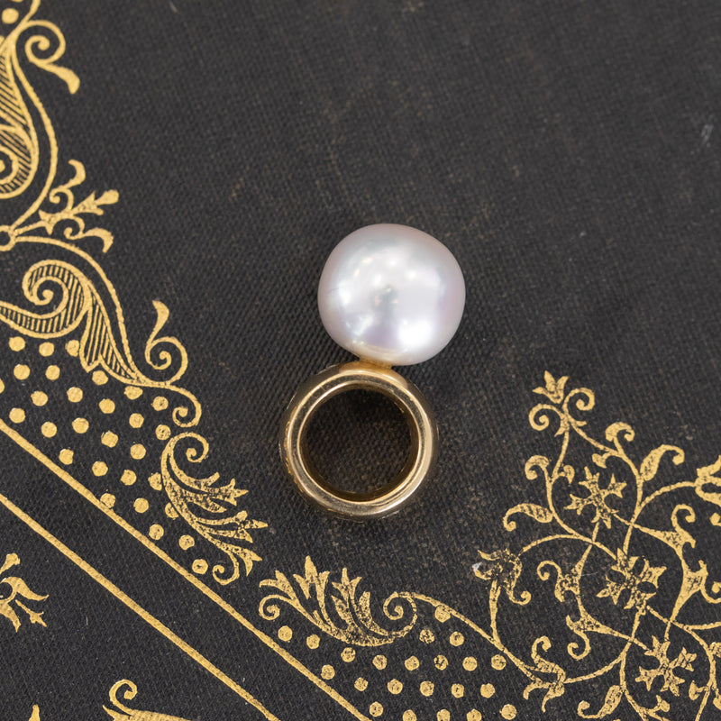 .25ctw Diamond & Pearl Gold Ring Pendant