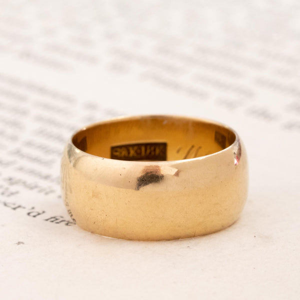 Vintage Wide Gold Band, 18kt Yellow Gold
