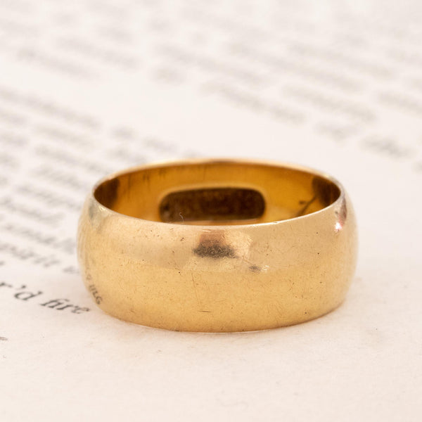 Vintage Wide Wedding Band, 18kt Yellow Gold
