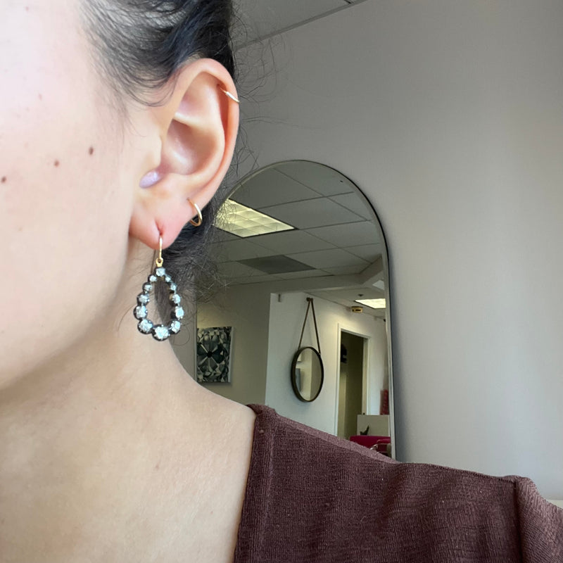 2.30ctw Old Mine Cut Diamond Pear Shaped Collet Drop Earrings