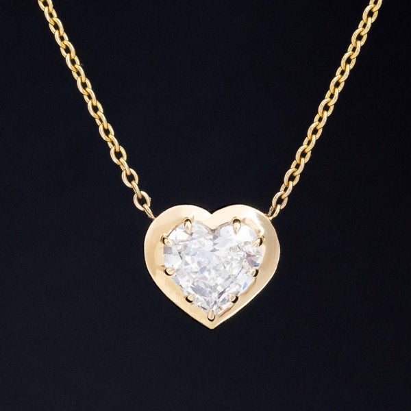 1.16ct Heart Cut Diamond Bezel Pendant