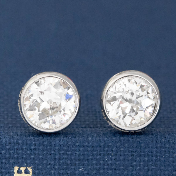 1.26ctw Old European Cut Diamond Stud Earrings, GIA I SI1