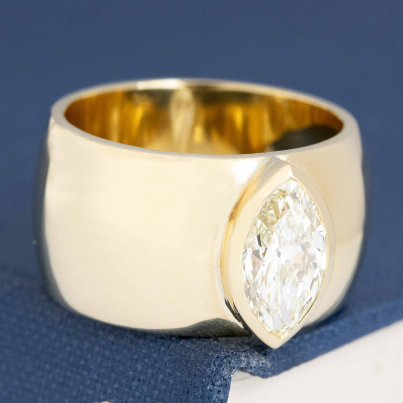 1.48ct Marquise Cut Diamond Cigar Ring, GIA