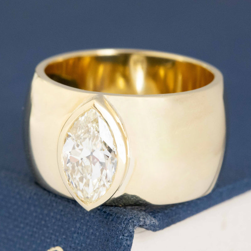 1.48ct Marquise Cut Diamond Cigar Ring, GIA