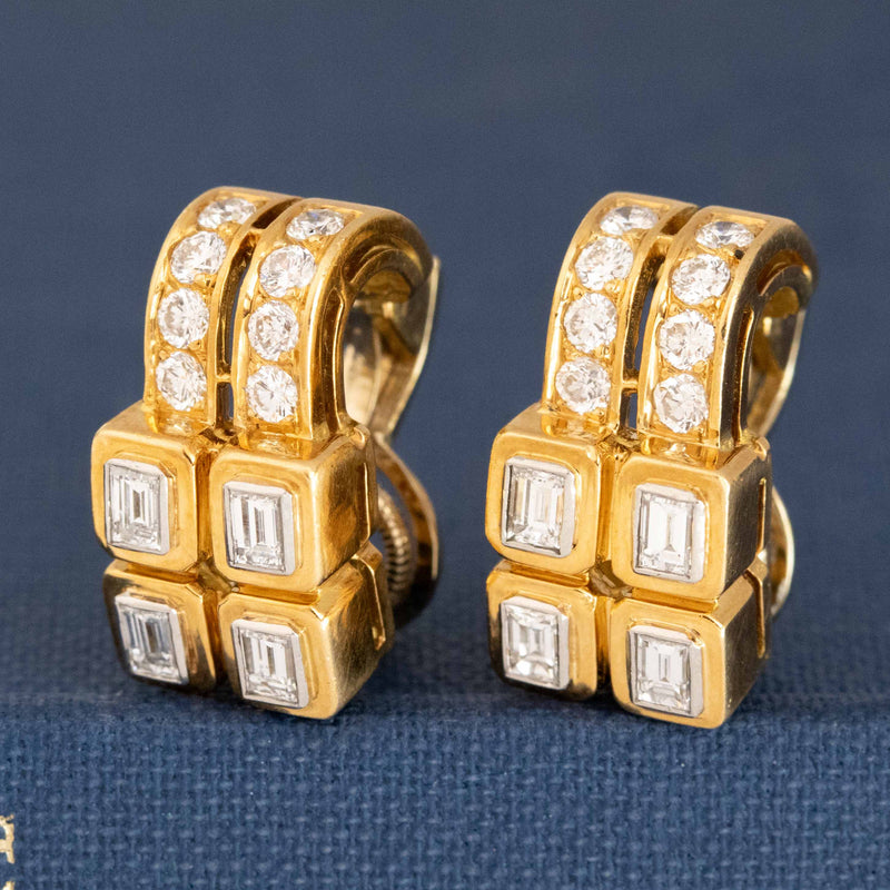 1.23ctw Diamond Bezel Earrings, French