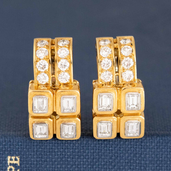1.23ctw Diamond Bezel Earrings, French