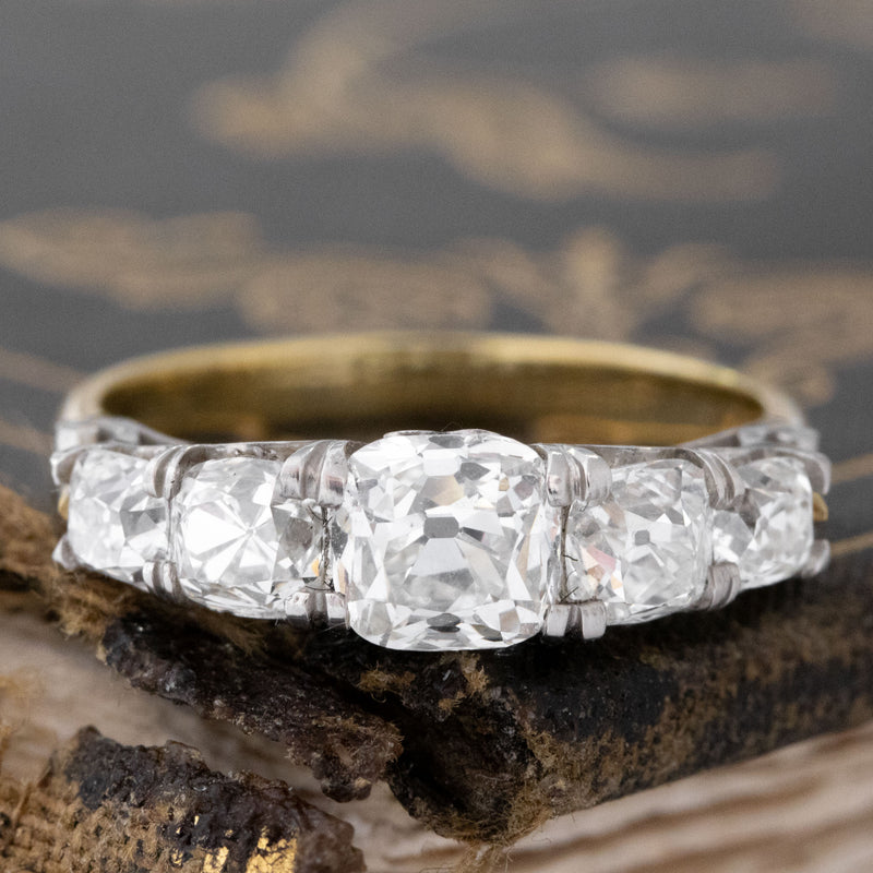 1.87ctw Old Mine Cut Victorian Inspired 5-Stone Band