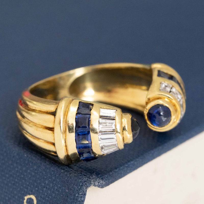 1.90ctw Vintage Diamond & Sapphire Open Ring