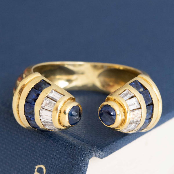 1.90ctw Vintage Diamond & Sapphire Open Ring