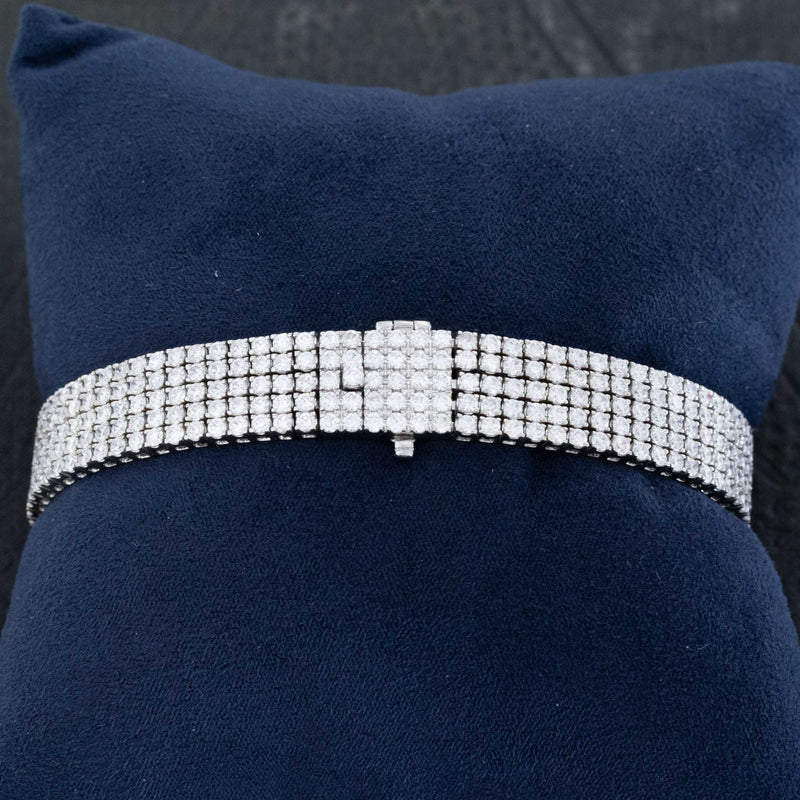 10.82ctw Round Brilliant Cut Diamond Quintuple Row Bracelet