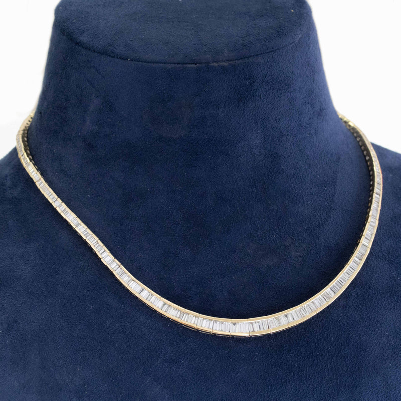 11.00ctw Vintage Baguette Diamond Riviere Necklace