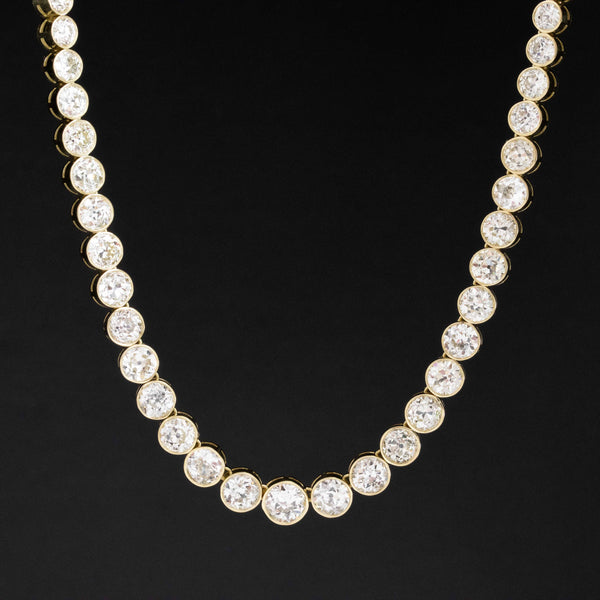 14.08ctw Old European Cut Diamond Riviere Necklace