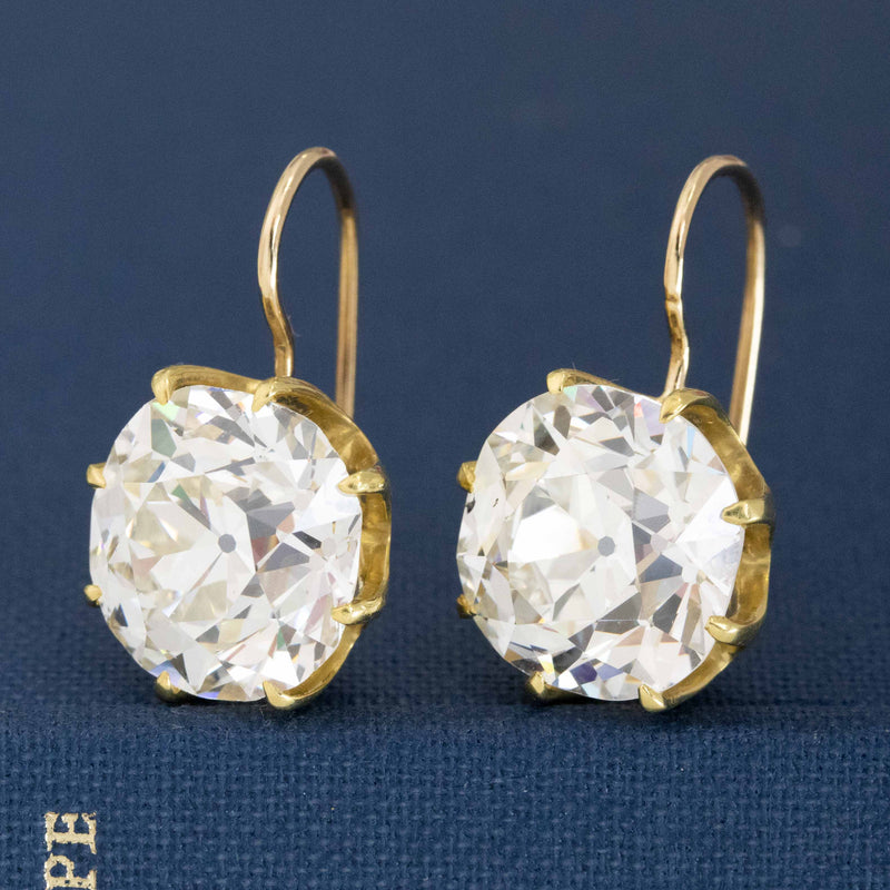 14.20ctw Old Mine Cut Diamond Earrings GIA JK VS/SI1