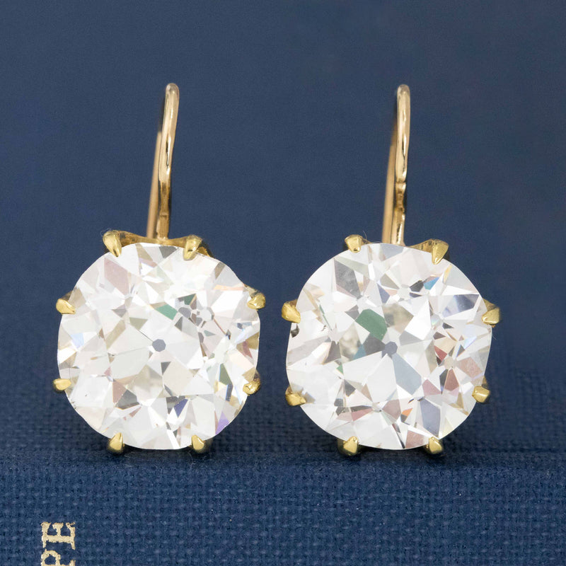 14.20ctw Old Mine Cut Diamond Earrings GIA JK VS/SI1