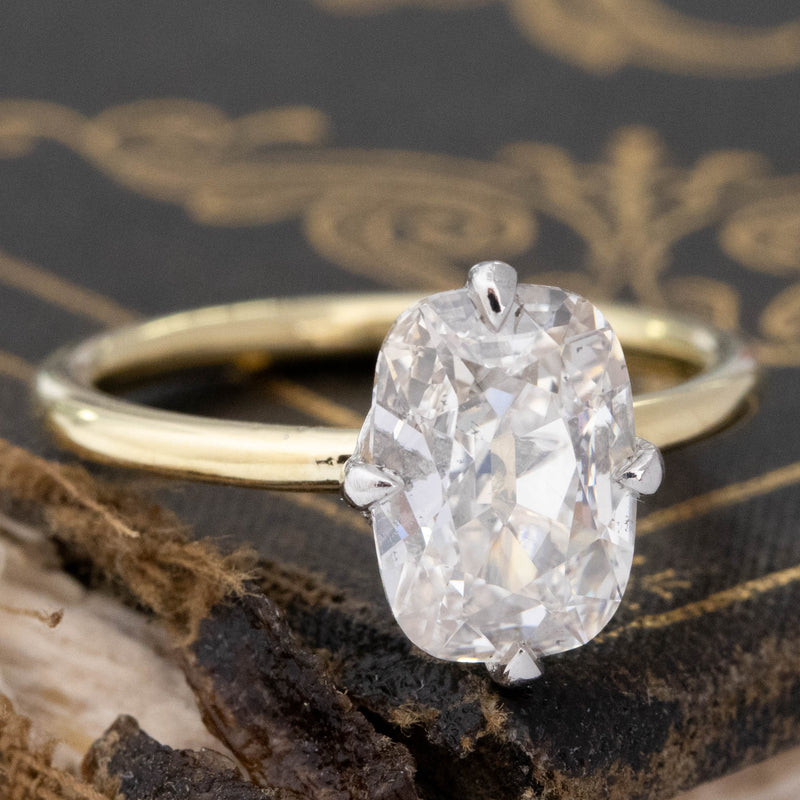 2.00ct Elongated Old Mine Cut Diamond Solitaire, GIA K SI1