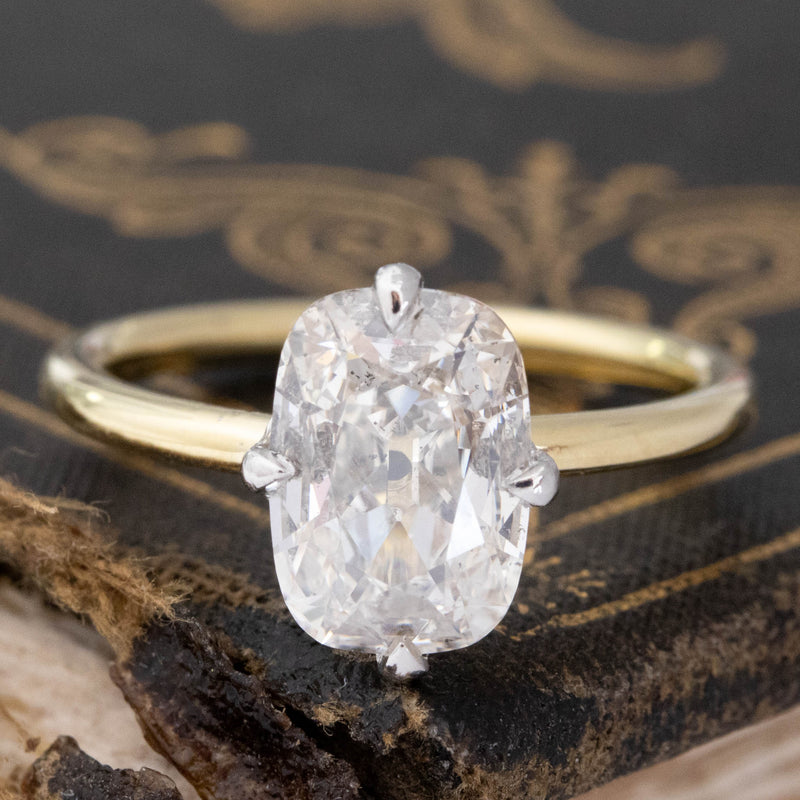 2.00ct Elongated Old Mine Cut Diamond Solitaire, GIA K SI1