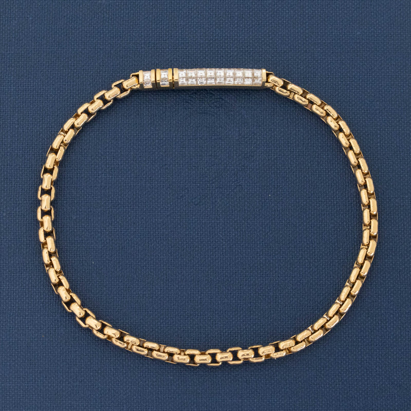 2.00ctw Carre Cut Diamond Box Link Bracelet