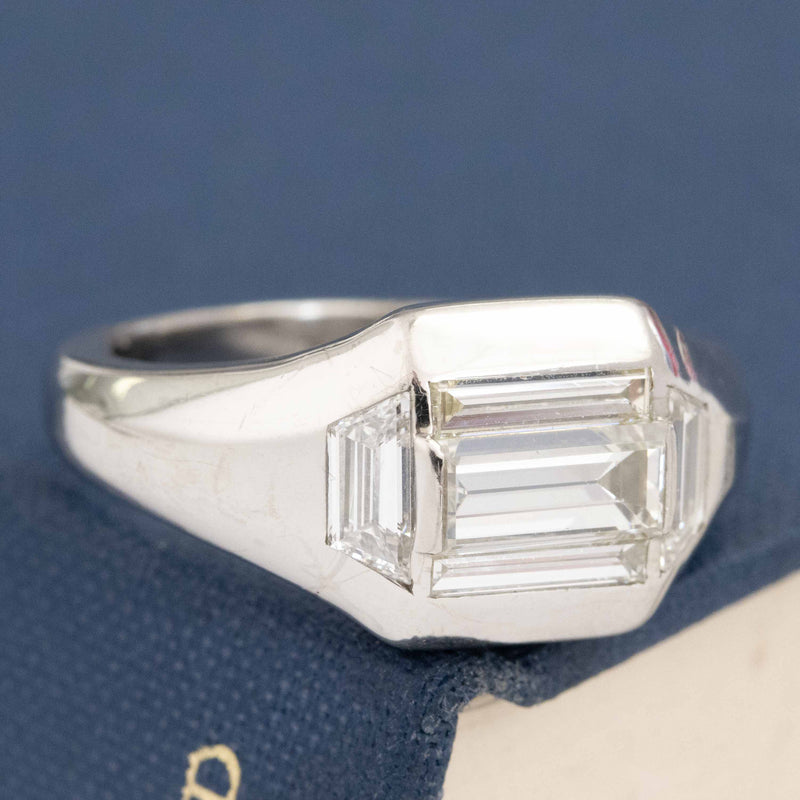 2.10ctw Vintage Mixed Step Cut Diamond Ring