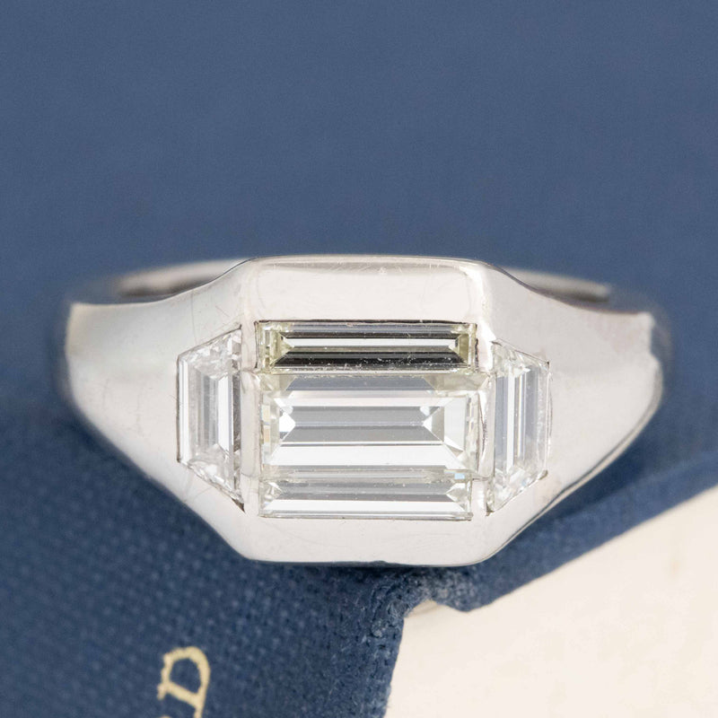 2.10ctw Vintage Mixed Step Cut Diamond Ring