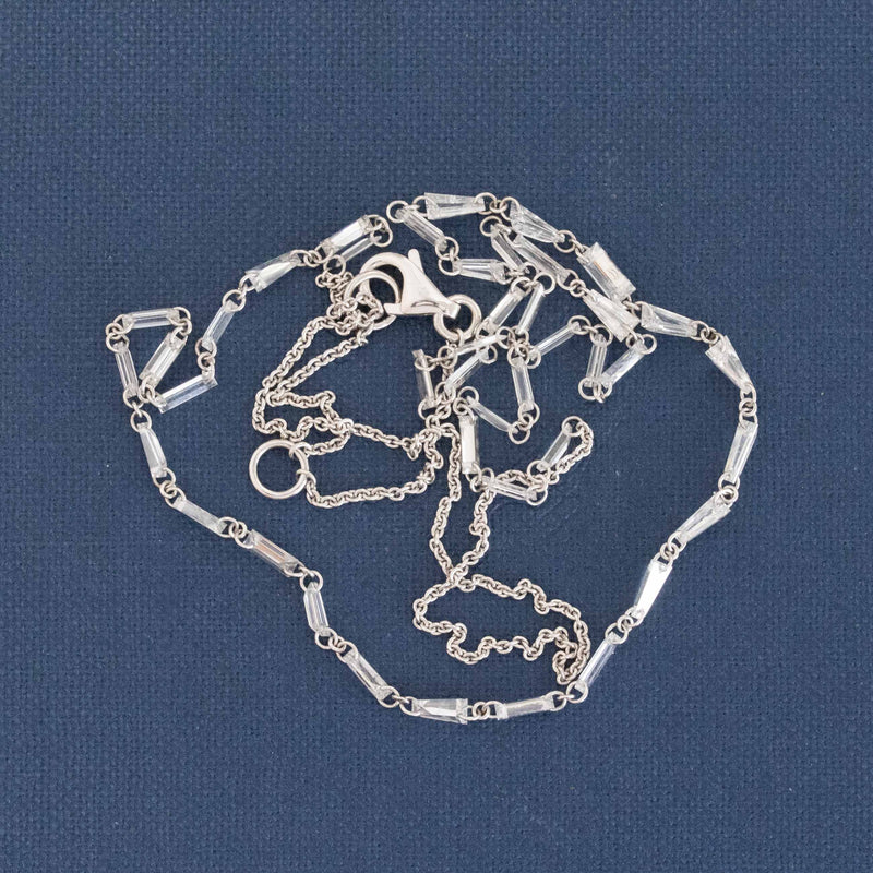 2.92ctw Mixed Step Cut Diamond Station Necklace
