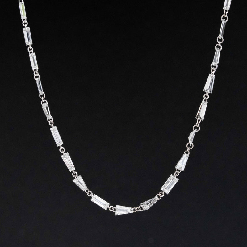 2.92ctw Mixed Step Cut Diamond Station Necklace