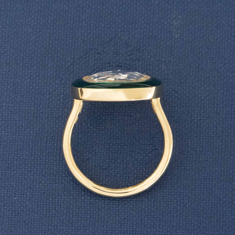 4.26ct Cushion Rose Cut Diamond Enamel Target Ring, GIA K