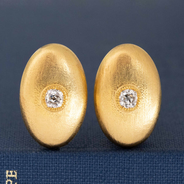 .43ctw Antique Diamond Oval Dome Earrings