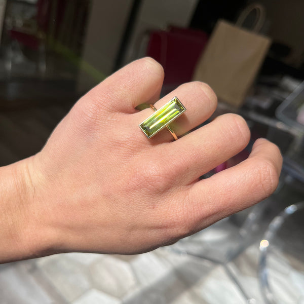 11ct Elongated Sphene Bezel Ring
