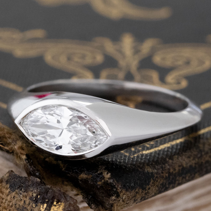 .81ct Marquise Cut Diamond Bezel Ring, GIA G SI1