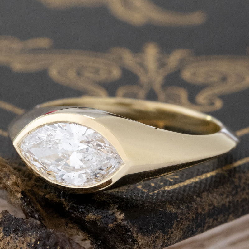 .83ct Marquise Cut Diamond Bezel Ring, GIA H I1