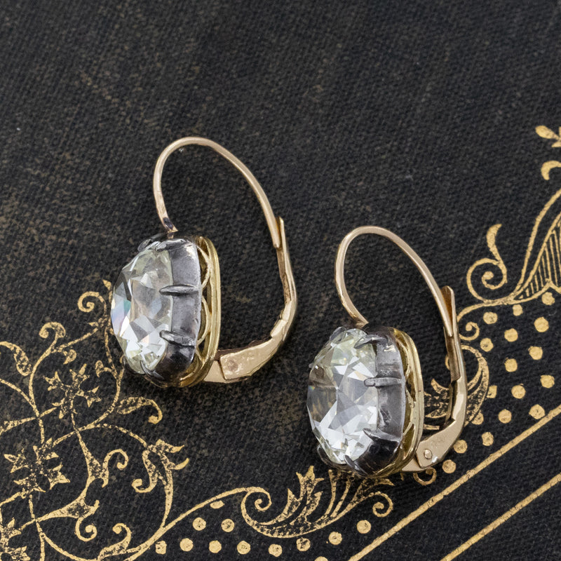 9.16ctw Antique Old Mine Cut Diamond Collet Earrings