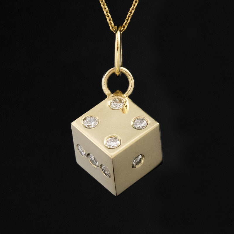 .91ctw Diamond & Gold Dice Pendant