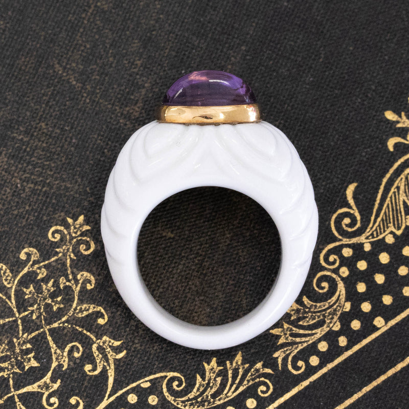 3.20ct Vintage Amethyst & Ceramic "Chandra" Ring, by Bvlgari